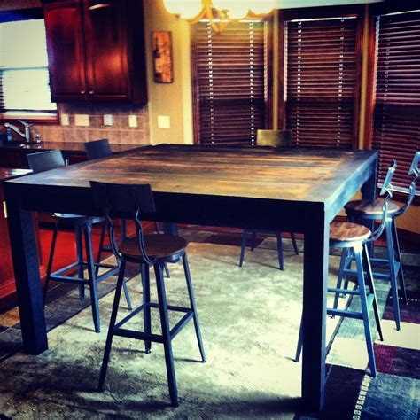 Maddox cherry bistro table a round table designed for small areas in the dining room or kitchen. 6'x6' Bar Height Table www.thereclaimedbarnwoodcompany.com ...