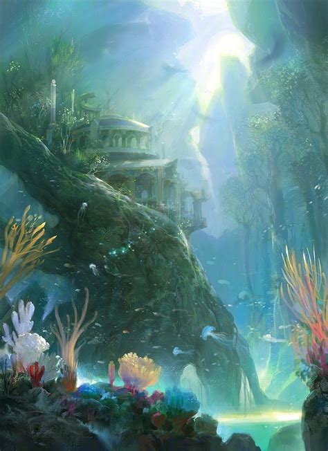 Underwater Ruins Fantasy Concept Art Fantasy Landscape Fantasy Art