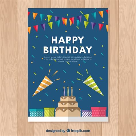 Tarjeta De Cumpleaños Colorida En Diseño Plano Vector Gratis