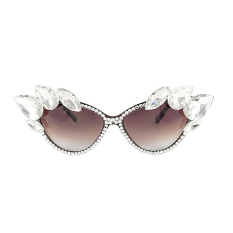 Handcrafted Swarovski Crystal Bling Luxury Cat Eye Sunglasses By Holly