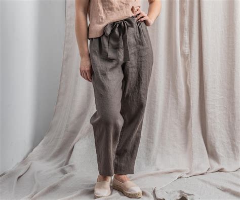 Linen Pants For Woman Summer Pants High Waisted Tapered Woman S