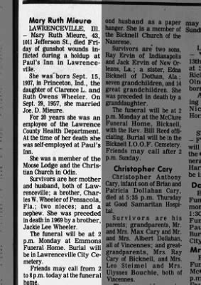 Obituary For Mary Ruth Mieure Aged 43 Newspapers Com