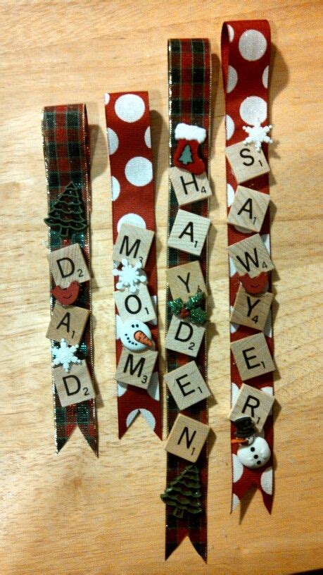 Scrabble Tile Ornaments With Ribbon Cute Buttons And Hot Glue Letter