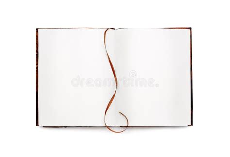Open Book With White Pages With A Bookmark Isolated Vintage Top View