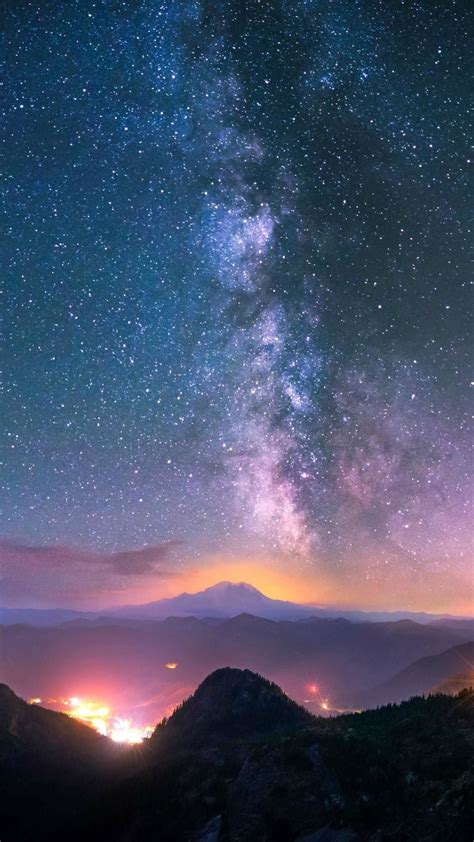 Milky Way Over The Mountain Range Snoqualmie Pass