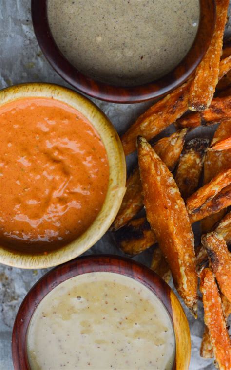 Baked sweet potato fries are much healthier than their fried counterparts; Crispy Baked Sweet Potato Fries with Dipping Sauces | Linger