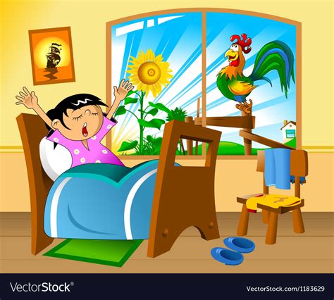 Girl Waking Up In Morning Royalty Free Vector Image