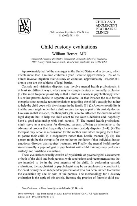 Pdf Child Custody Evaluations