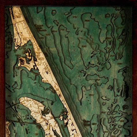 Outer Banks Wooden Map Art Topographic 3d Chart