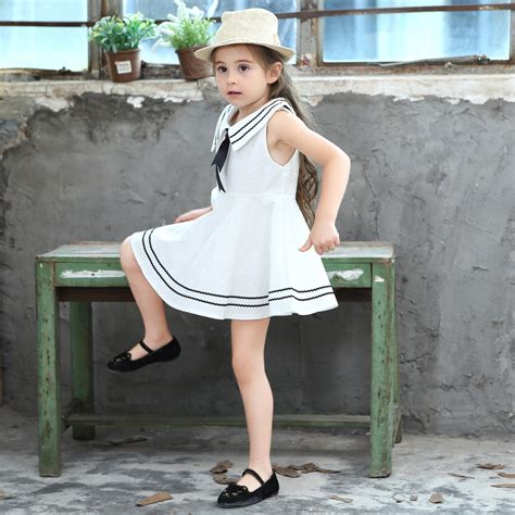 Baby Girl Dress Summer 2018 Children Navy Style Dress Kids Casual
