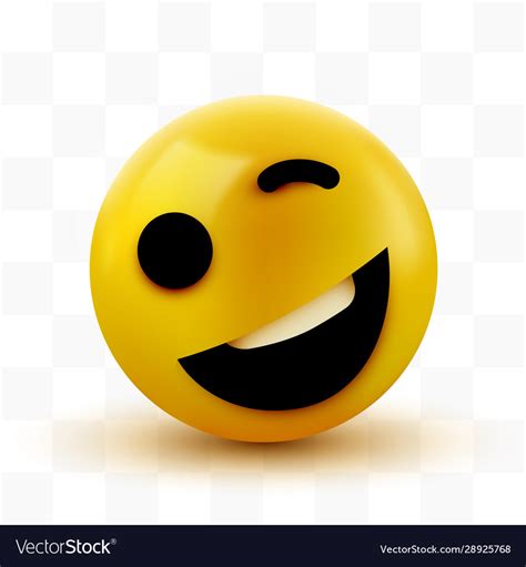 Emoji Yellow Winking Face Funny Cartoon Emoticon Vector Image