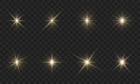 Golden Flare Sparkle Star On Transparent Background Gold Light Beam