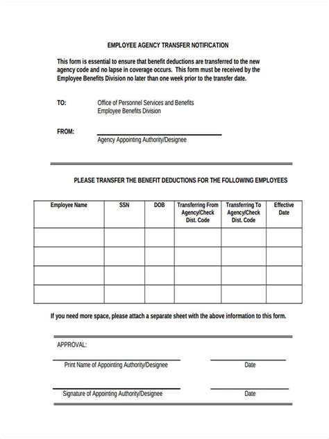 Free 7 Employee Transfer Forms In Pdf Ms Word