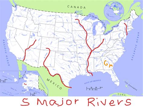 A Map Of The United States Showing Major Rivers