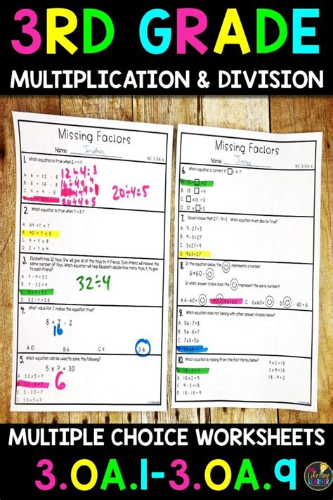 Find free printable math worksheets for 3rd graders! Multiplication and Division Worksheets | 3rd Grade Math ...