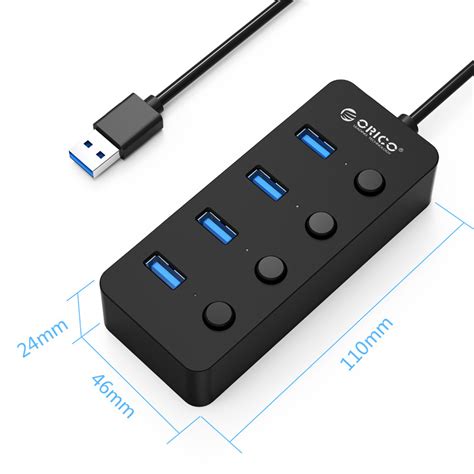Orico 4 Port Bus Powered Usb 30 Hub With Individual Power Switches And