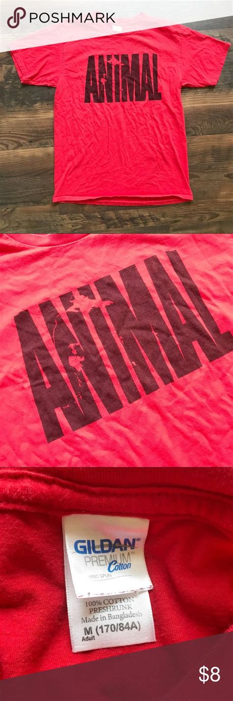 Men's Animal Brand Casual Logo Tee Men's Animal brand red casual Tshirt