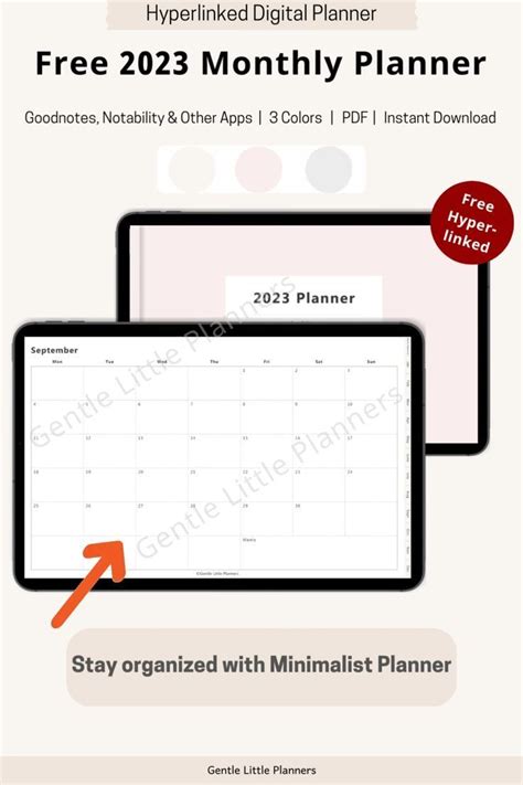 Free 2023 Digital Planner Monthly For Ipad Goodnotes Aesthetic Digital