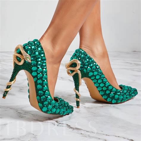 Kelly Green Rhinestone Artificial Leather Women's Dress Shoes - Tbdress.com