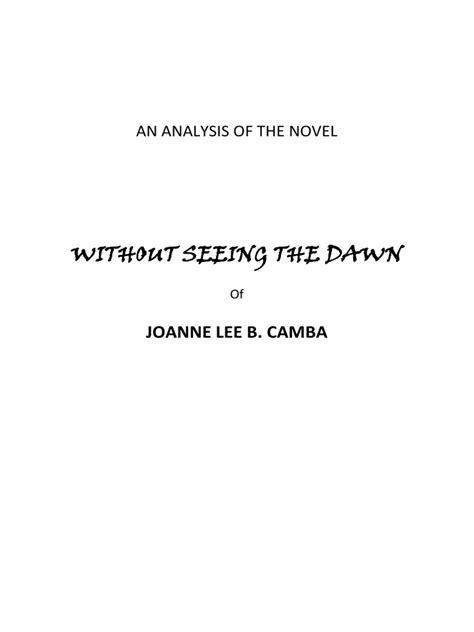 Without Seeing The Dawn Pdf