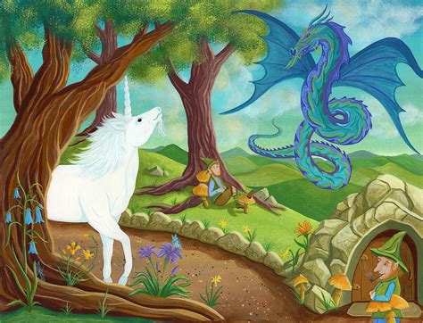 Unicorn And Dragon And Fairies And Elves Illustration 9 In The