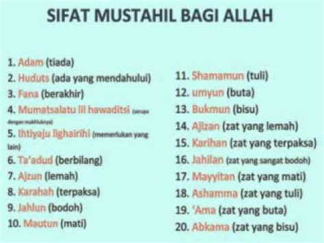 Tabel Sifat Wajib Allah Dan Artinya Materi Lengkap Sifat Wajib Dan