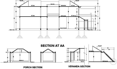 Residential Section Plan With Dimension Cadbull