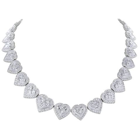 Diamond Heart Shape Eternity Necklace From A Unique Collection Of