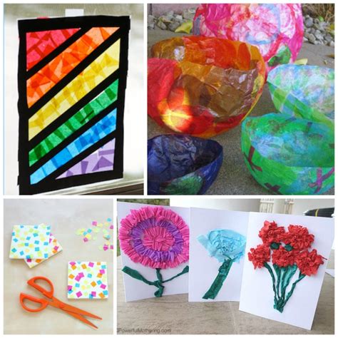 Beautiful Tissue Paper Crafts For Kids What Can We Do With Paper And Glue