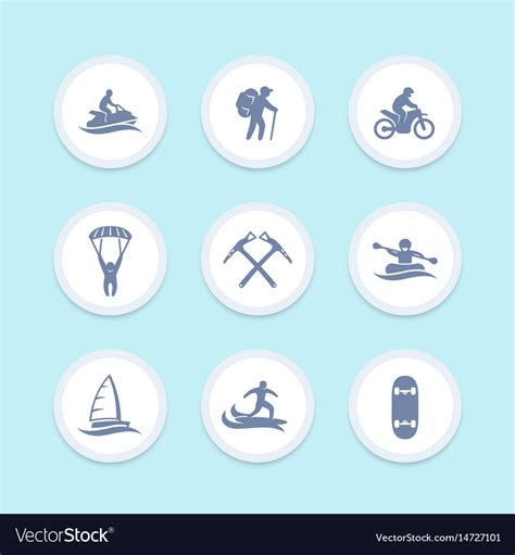 Extreme Outdoor Activities Icons Set Royalty Free Vector