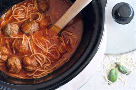 Slow Cooker Spaghetti And Meatball Soup Popsugar Food