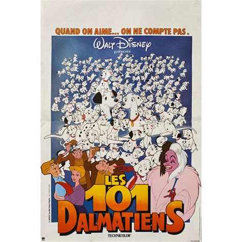 101 Dalmatians French Movie Poster 15x21 In 1961r1987