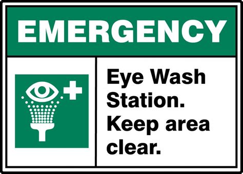 Osha eye wash station inspection checklist emergency shower eyewash. Eye Wash Station Keep Area Clear ANSI ISO Emergency Safety ...