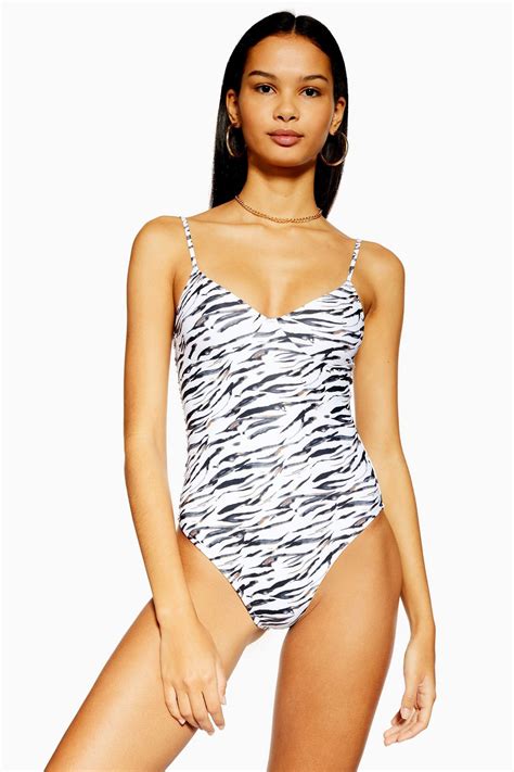 Monochrome Tiger Print Cami Swimsuit Topshop Swimwear Outfit