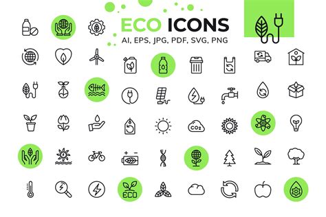 Ecology Icon Set Outline Icons ~ Creative Market