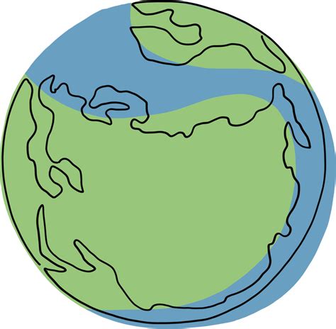 Earth Doodle Continuous Line Freehand Drawing 13743552 Png