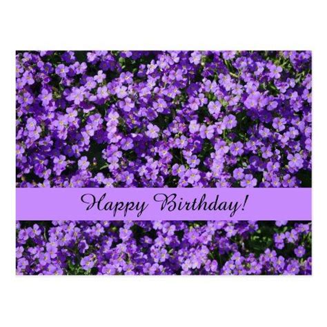 Birthday Floral Purple Violet Flowers Abundance Postcard Purple Happy