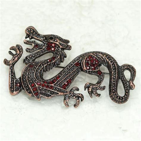 Red Rhinestone Dragon Pin Brooches C299 C3 In Brooches From Jewelry