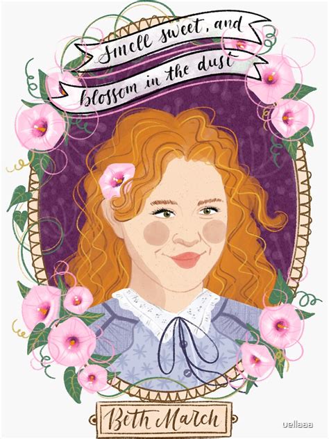 Little Women Potraits Beth March Botanical Illustration Sticker For