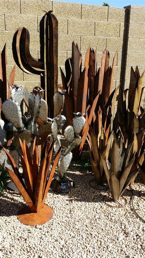 Metal flowers for garden & outdoor metal flower stakes & metal flowers outdoor decor. Variety of Metal Cactus yard art for Sale in Phoenix, AZ ...