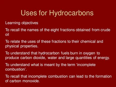 Uses For Hydrocarbons Teaching Resources