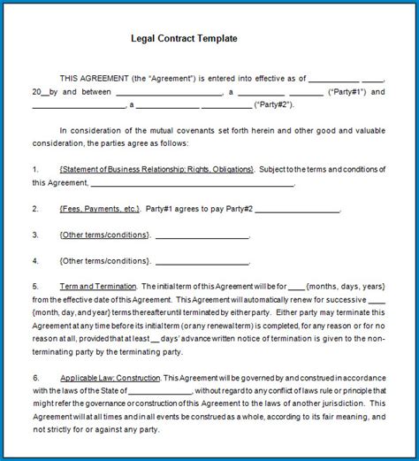 √ Free Editable Legally Binding Contract Template