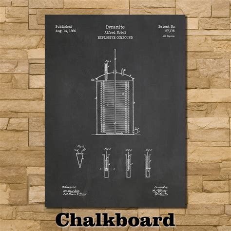 Dynamite Alfred Nobel Patent Print Art 1866 Etsy