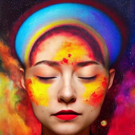 Premium Photo Psychedelic Woman Surreal Portrait Astral Projection To
