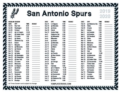 Cheaptickets has a large inventory of san antonio spurs tickets for cheap. Printable 2019-2020 San Antonio Spurs Schedule
