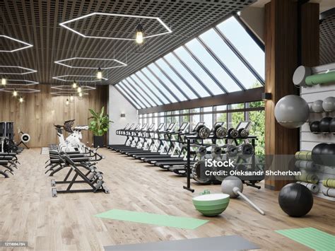 Modern Gym Interior With Sport And Fitness Equipment Fitness Center