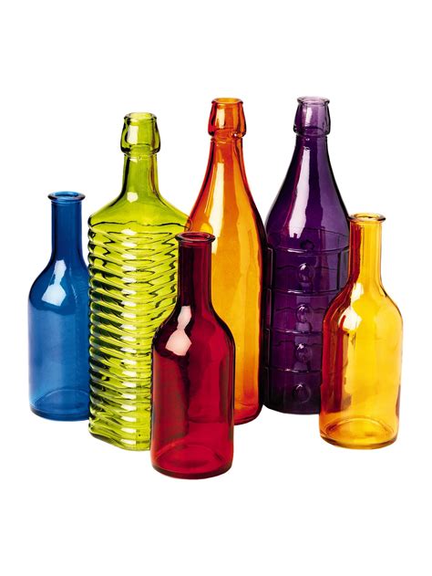 Colorful Bottles Set Of 6 Colored Glass Bottles Bottle Tree Colored Glass