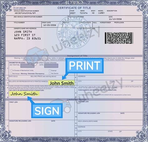 Ohio Car Title Example For A Sample Of Notarized Car Title Transfer