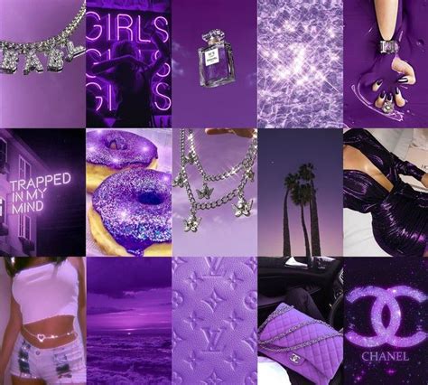 Boujee Purple Wall Collage Kit Digital Euphoria Baddie Etsy Purple