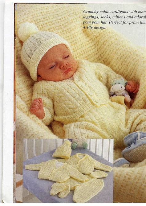 Download Pdf Knitting Pattern Baby 4 Ply Cable Cardigan Set To Etsy